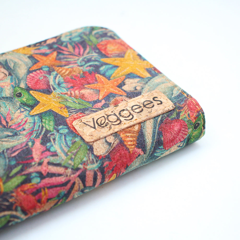Ocean of Life- vegane Kork Geldbörse für Damen XL mit RFID-Schutz