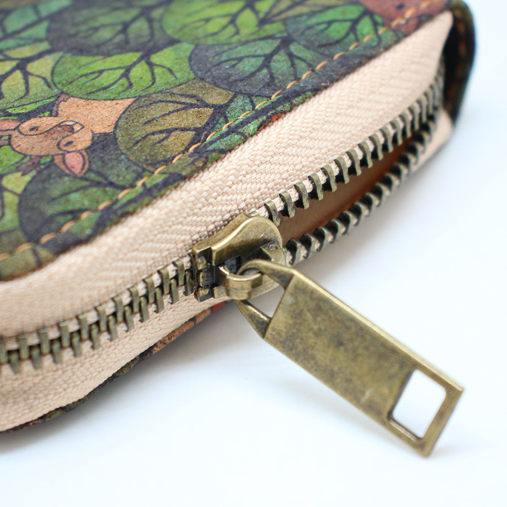 kleines kork Portemonnaie für Damen Wildlife Zipper