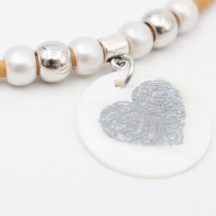 Handgemachte Naturkork Halskette für Frauen: Muschelherz